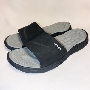 Crocs Reviva Slide Sandals Women's Black Gray Comfort Size 6
